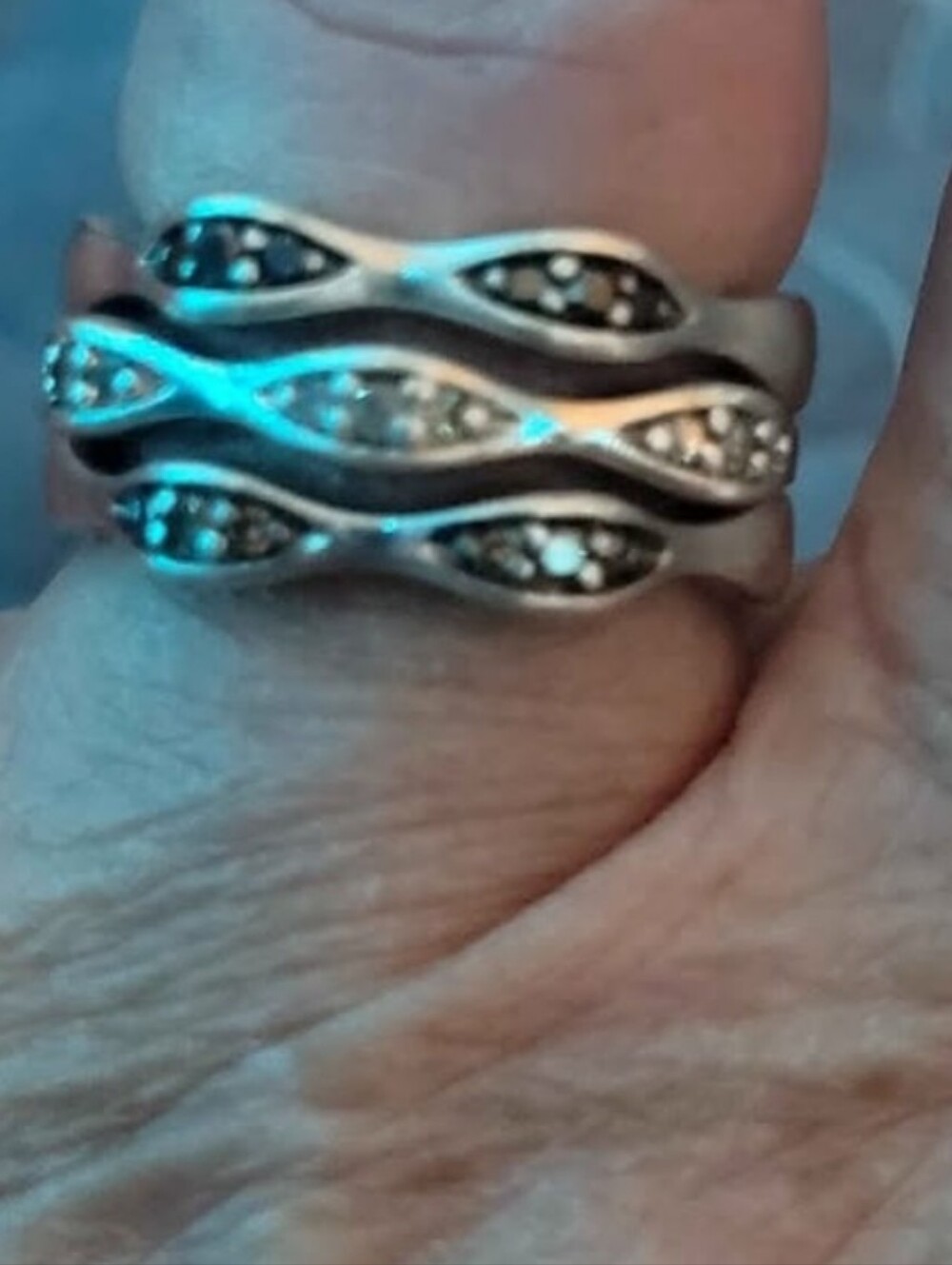 Champagne/White/Black Diamond Rings Size 7